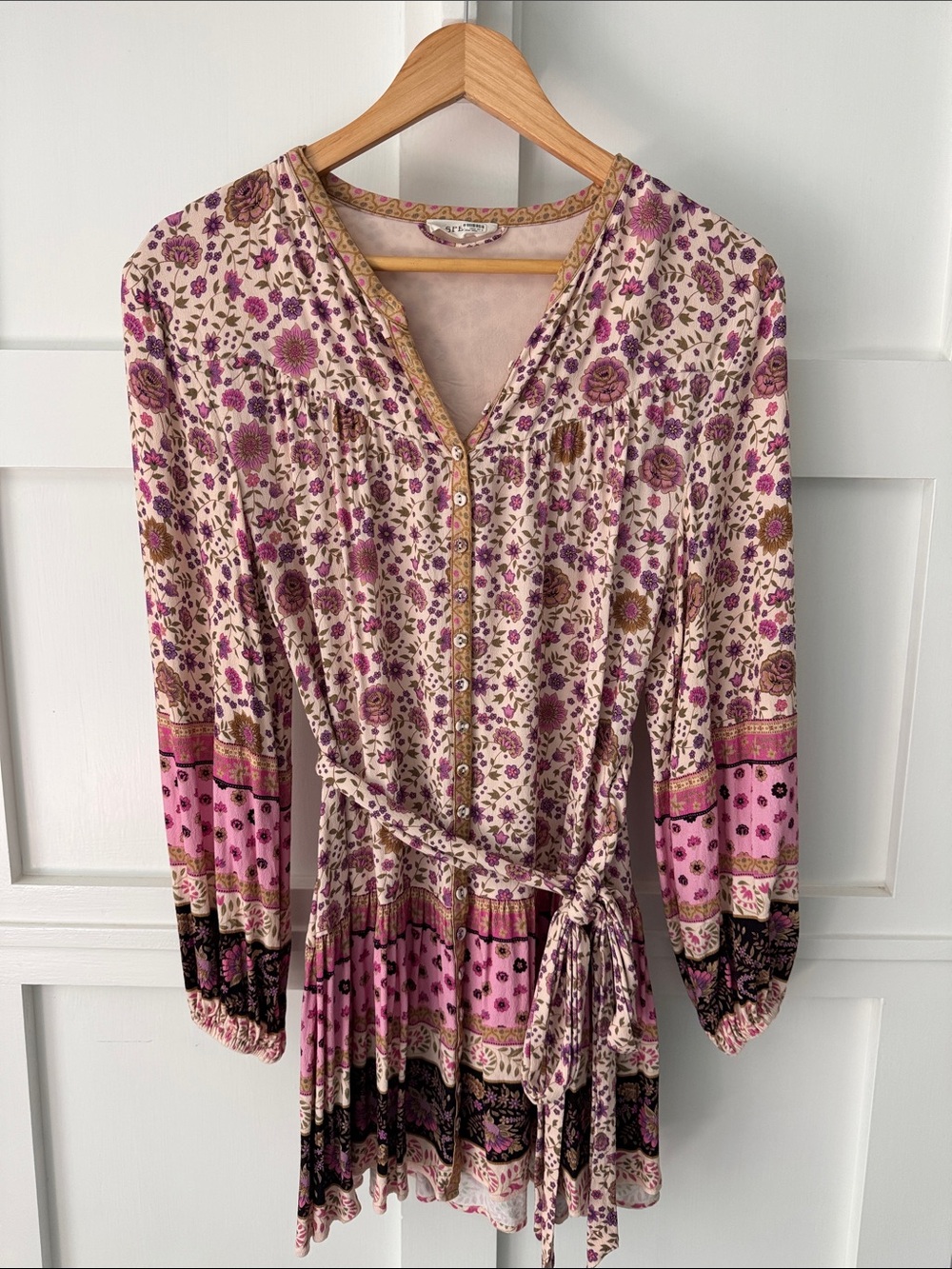 SPELL Women’s Pink Floral Button-Front Boho Tunic